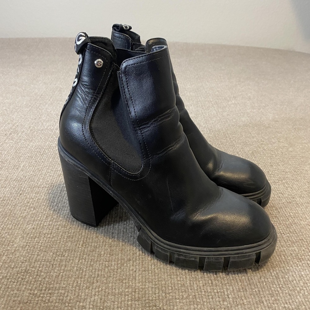 G Los Angeles Chelsea Boots Womens Size 10 Black Ankle Block Heel GGKONA-R